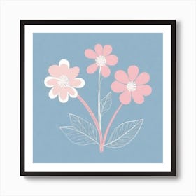 A White And Pink Flower In Minimalist Style Square Composition 288 Art Print