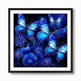 Blue Butterflies 1 Art Print