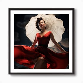 Woman In A Red Dress Poster