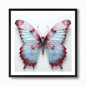 Blue And Red Butterfly Art Print