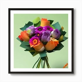 Craiyon 233148 Ramo De Flores De Colores Morado Naranja Y Verde Art Print