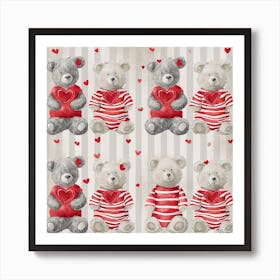 Valentine Teddy Bears 3 Art Print