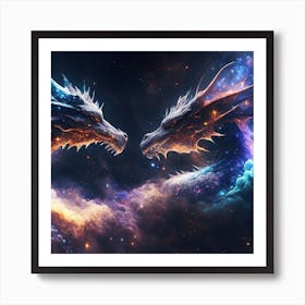 Two Dragons In Space 1 Art Print
