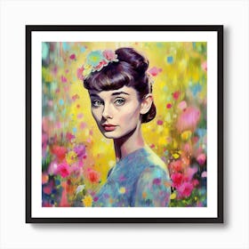 Portrait Of Audrey Hepburn - Monet Style1 Art Print