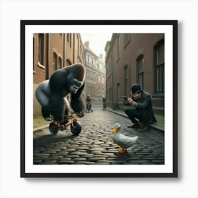 Gorilla On A Bicycle Art Print