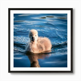 Firefly Adorable Fluffy Cygnet Swimming In Tranquil Lake 74835 (2) Art Print