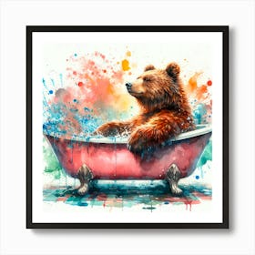 Bear In Bathtub Art Print