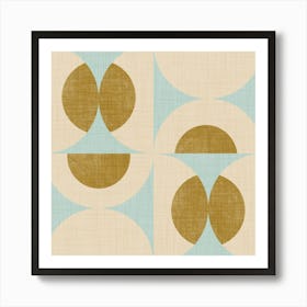 Retro Vintage Circle Fusion Mid Century Orbs Baby Blue 50s Geometric Art Print