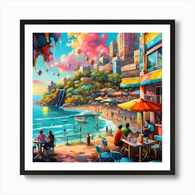 Coffee Bar Beachside By The Sea Art Print