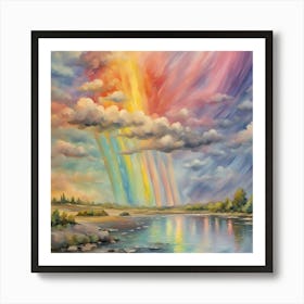 Rainbow Nature Colorful Sky Colors Clouds Water Art Print