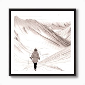 Woman In The Mountains Art Print