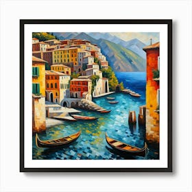 Gondolas On The Water Art Print