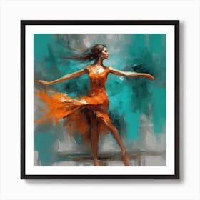 Dancer In Orange Dress Art Print