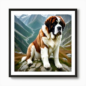 St Bernard Dog 61 Art Print