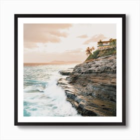 Ocean Cliffs Sunset Art Print