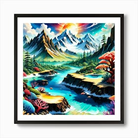 Rainbow In The Mountains Art Print