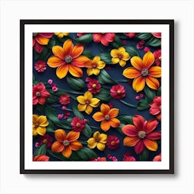 Abstract Flowers 1 Art Print