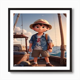 Boy On A Boat Art Print