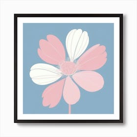 A White And Pink Flower In Minimalist Style Square Composition 413 Art Print