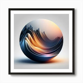 Abstract Sphere With Waves Art Print