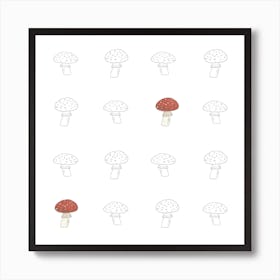 Mushrooms On A White Background Art Print