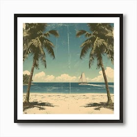 Vintage Palm Trees On The Beach Art Print