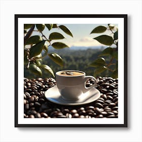 Coffee Cup On Coffee Beans 2 Art Print