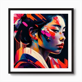 Abstract Geisha Fine Art Style Portrait 6 Art Print