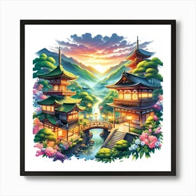 Japanese Village 1 Art Print