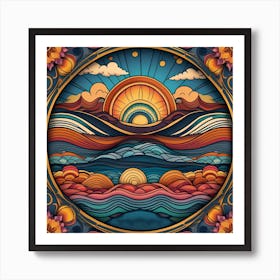 Abstract Psychedelic Sunset Art Print