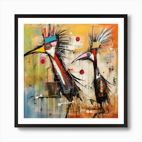 Abstract Crazy Whimsical Birds 3 Art Print