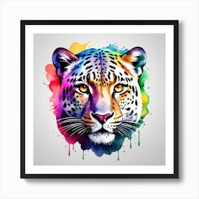 Colorful Leopard Head Art Print