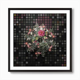 Vintage Pink Francfort Rose Flower Wreath on Dot Bokeh Pattern n.0092 Art Print