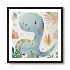 Cute Muted Pastel Amargasaurus Dinosaur 2 Art Print