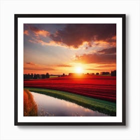 Sunset Over A Field 11 Art Print