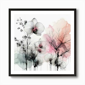 Orchids And Trees Art Print