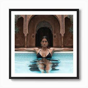 Peaceful Morocco Sexy Woman Swiming Pool Cach Ce(2) Art Print