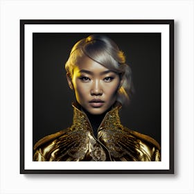 Asian Woman In Gold Jacket Art Print