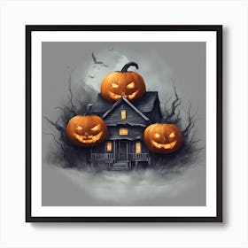 Halloween Haunted House 1 Art Print