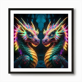 Colorful Dragons Art Print