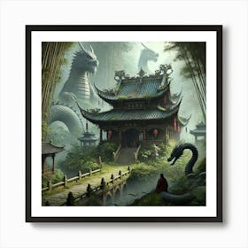 An Ancient Chinese Temple Hidden Deep Within A Lus Poster