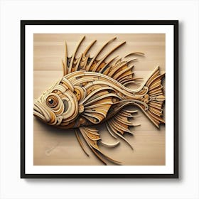 Intricate Wooden Fish Design Art Print