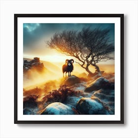 Sheep In The Snow 1 Art Print