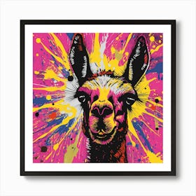 Pop Art Style Ink Splat Llama Art Print
