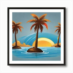 Palm Trees In The Water Art Print