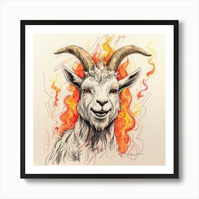 Goat In Flames 23 Art Print