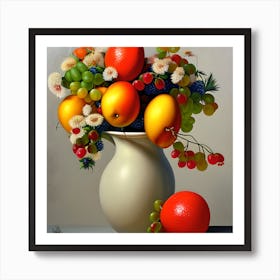 Vase Of Fruit And Flowers Art Print