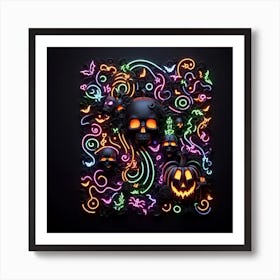 Rectangle Halloween Neon Art Art Print