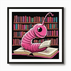 Pink Worm Reading Book 1 Art Print