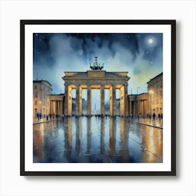 Old World Charm Brandenburg Gate At Night Poster